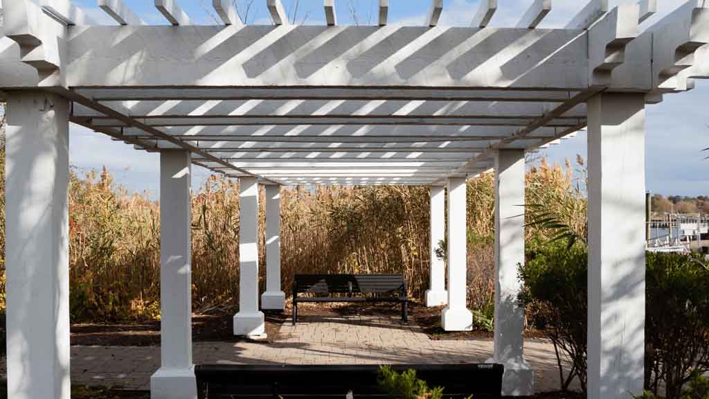 Timber pergola construction underway at a Central Coast home